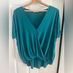 Double Zero Women’s Surplice V-Neck Size M Dark Aqua